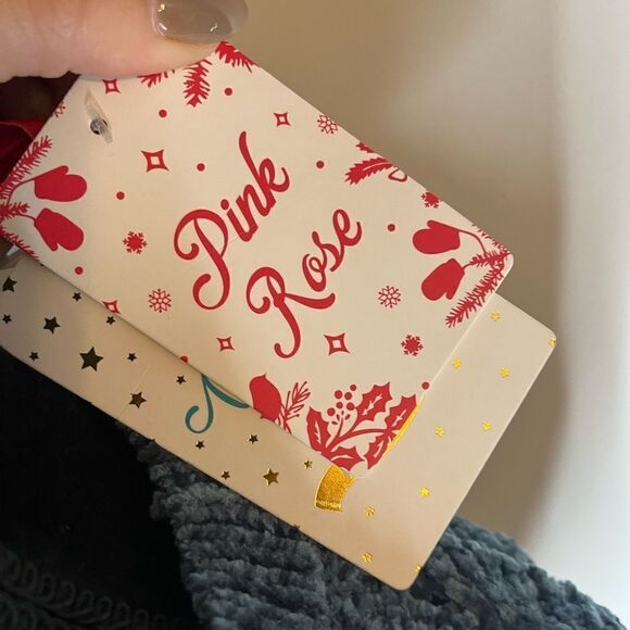 NWT PINK ROSE‎ TEAL CROCHET SOFT COZY SWEATER *perfect Christmas gift* - Picture 5 of 6